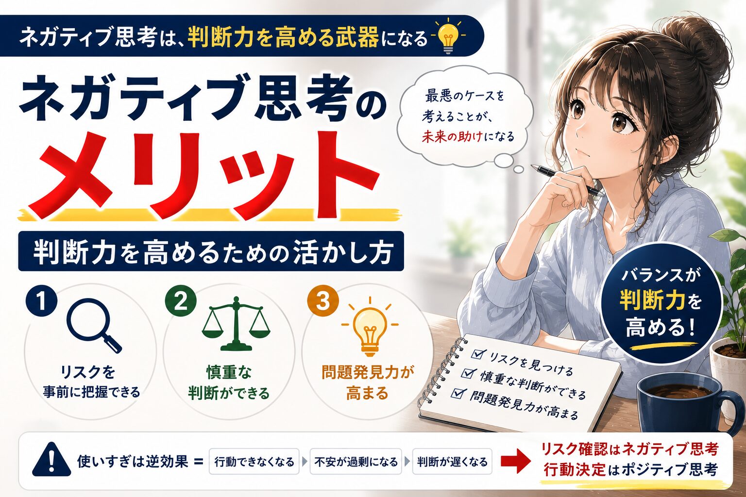 ネガティブ思考のメリット｜判断力を高めるための活かし方