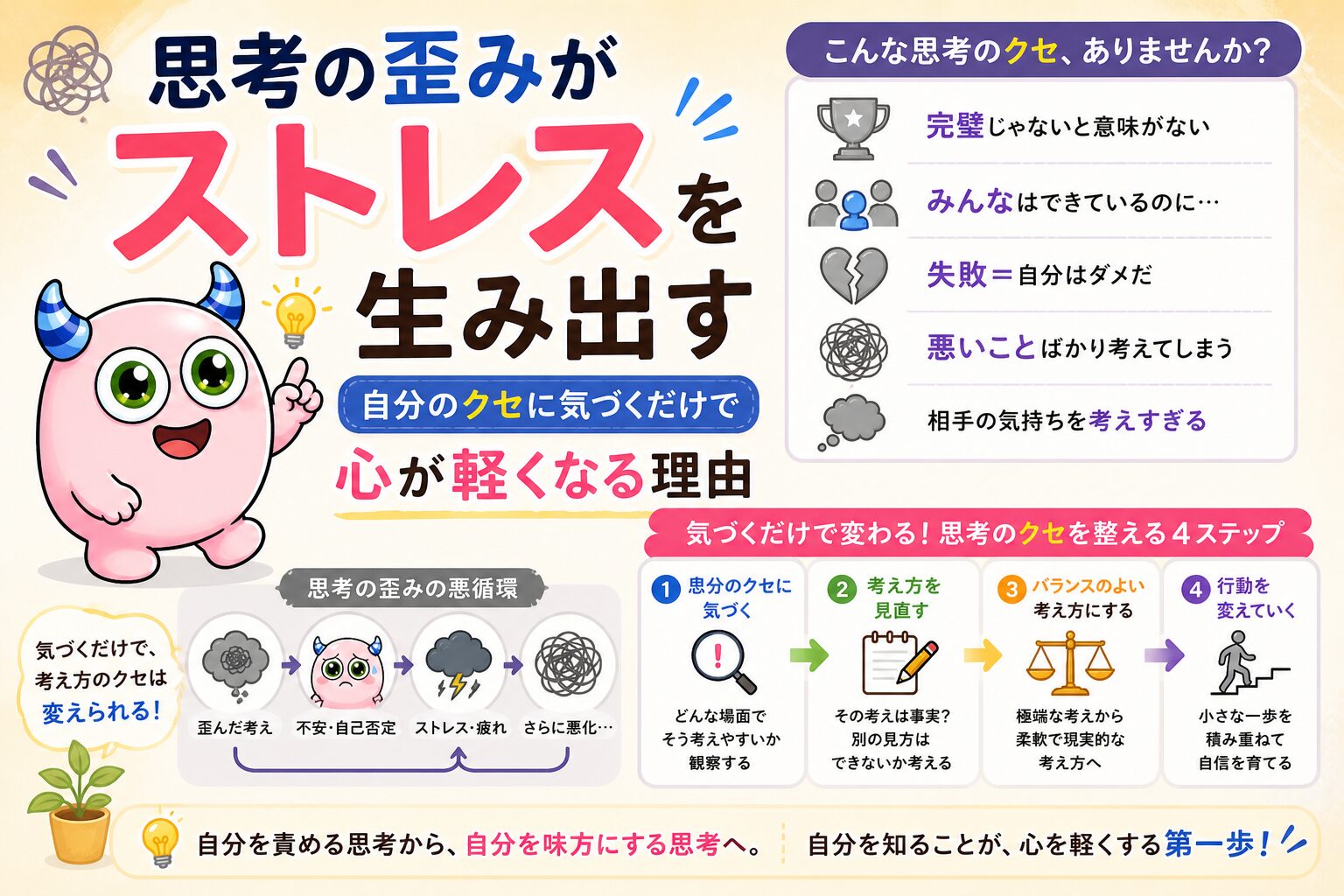 思考の歪みがストレスを生み出す｜自分のクセに気づくだけで心が軽くなる理由