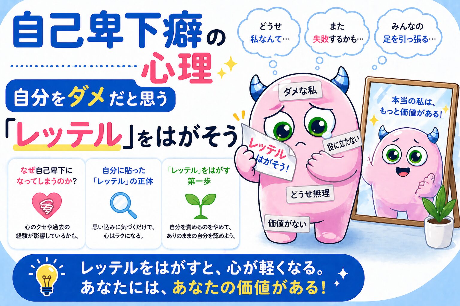 自己卑下癖の心理｜自分をダメだと思う「レッテル」をはがそう