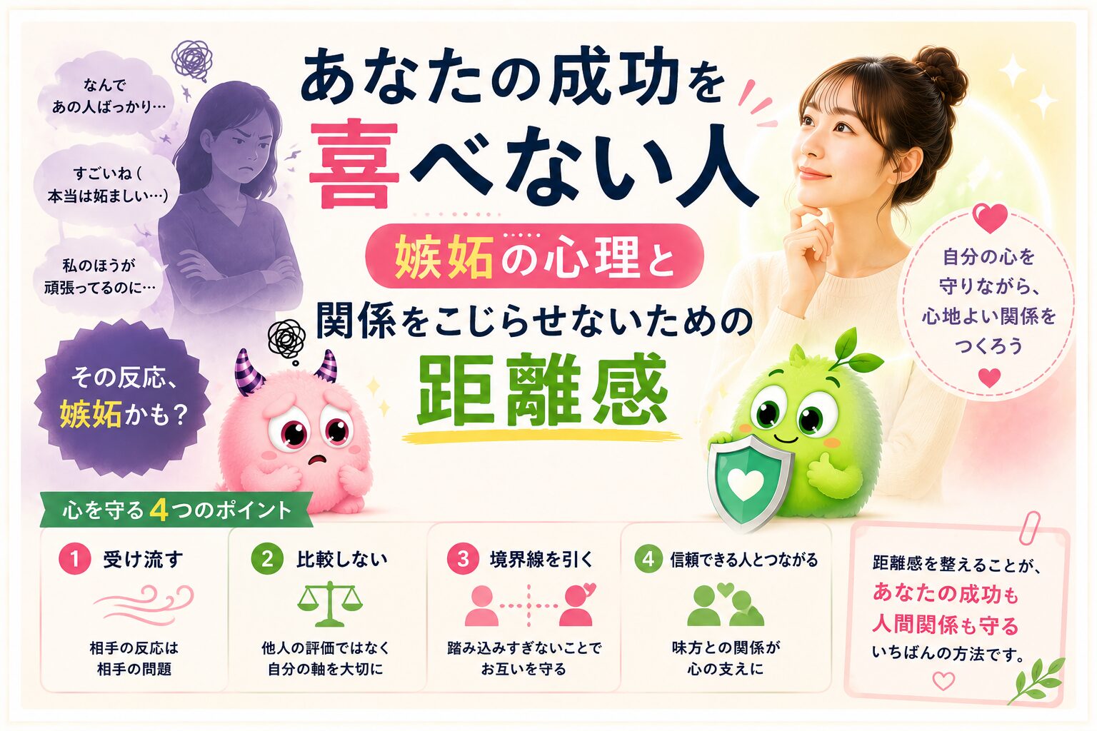 あなたの成功を喜べない人｜嫉妬の心理と関係をこじらせないための距離感