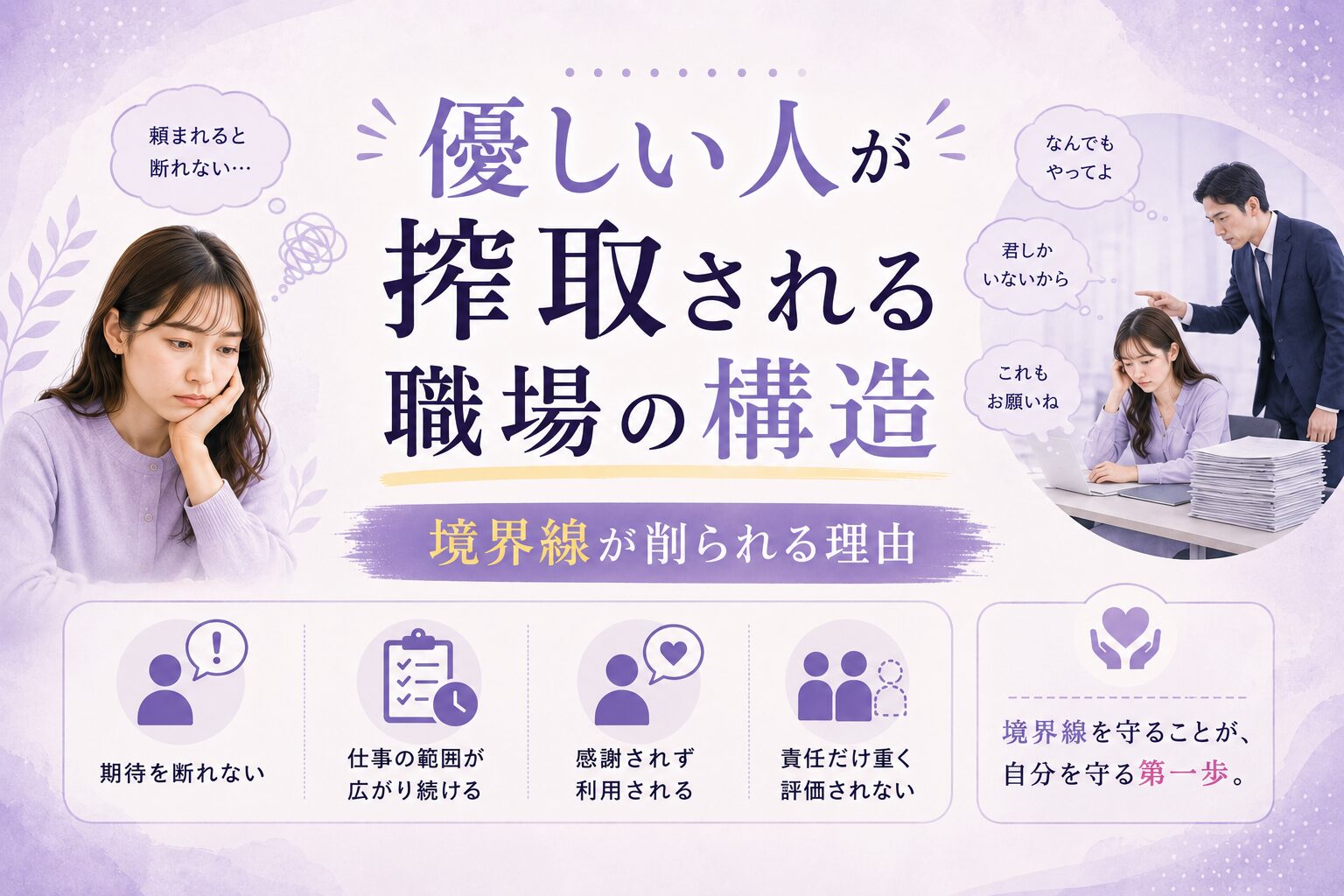 優しい人が搾取される職場の構造｜境界線が削られる理由
