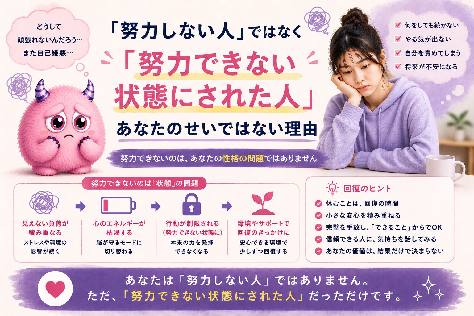 「努力しない人」ではなく「努力できない状態にされた人」｜あなたのせいではない理由