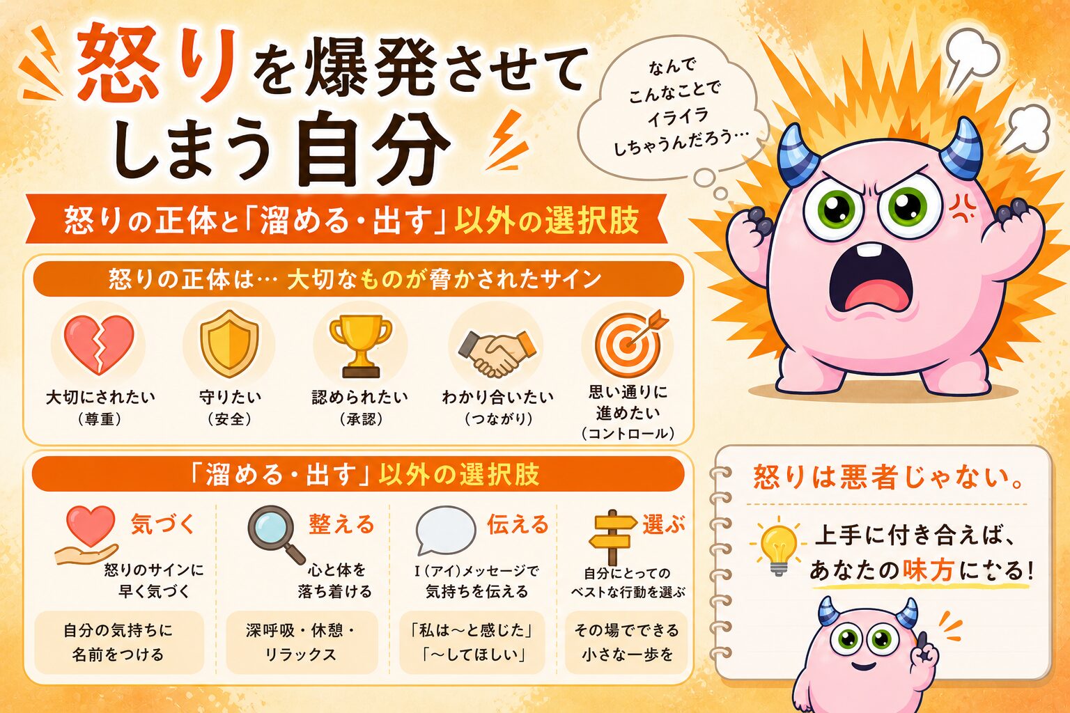 怒りを爆発させてしまう自分｜怒りの正体と「溜める・出す」以外の選択肢