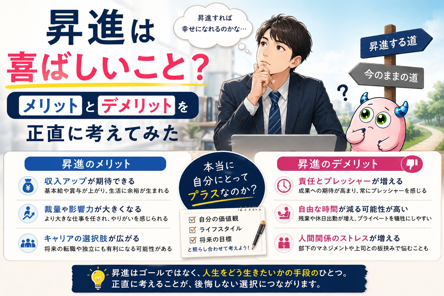 昇進は喜ばしいこと？｜メリットとデメリットを正直に考えてみた