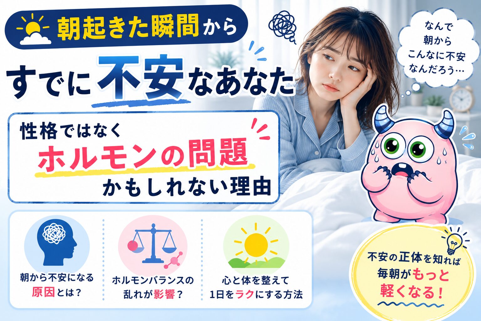 朝起きた瞬間からすでに不安なあなたへ｜それは性格ではなくホルモンの問題かもしれない理由
