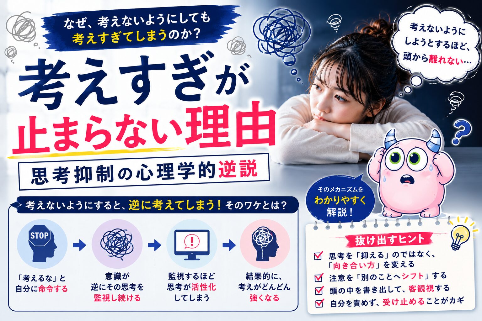 考えすぎが止まらない理由｜思考抑制の心理学的逆説