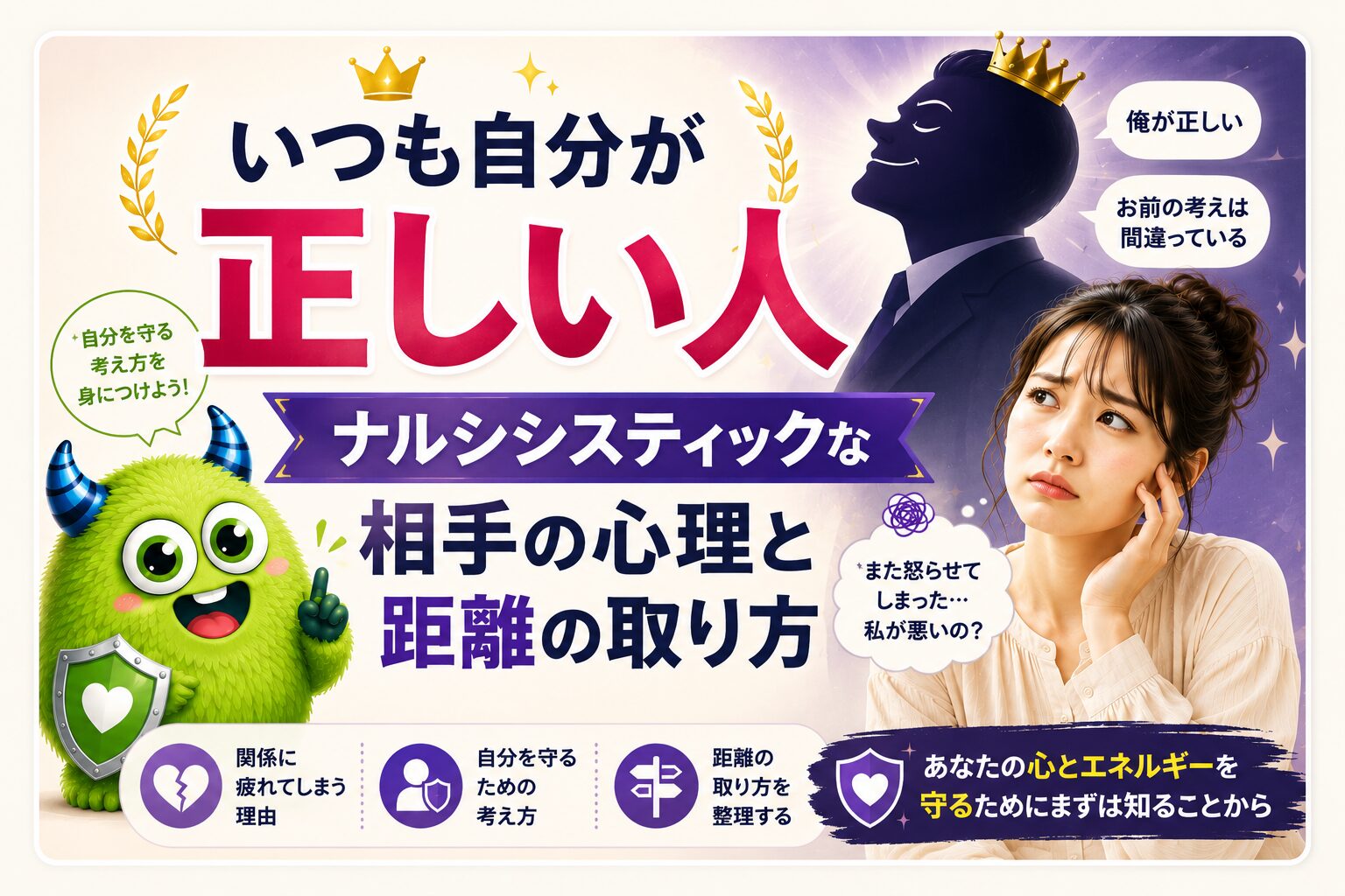 いつも自分が正しい人｜ナルシシスティックな相手の心理と距離の取り方