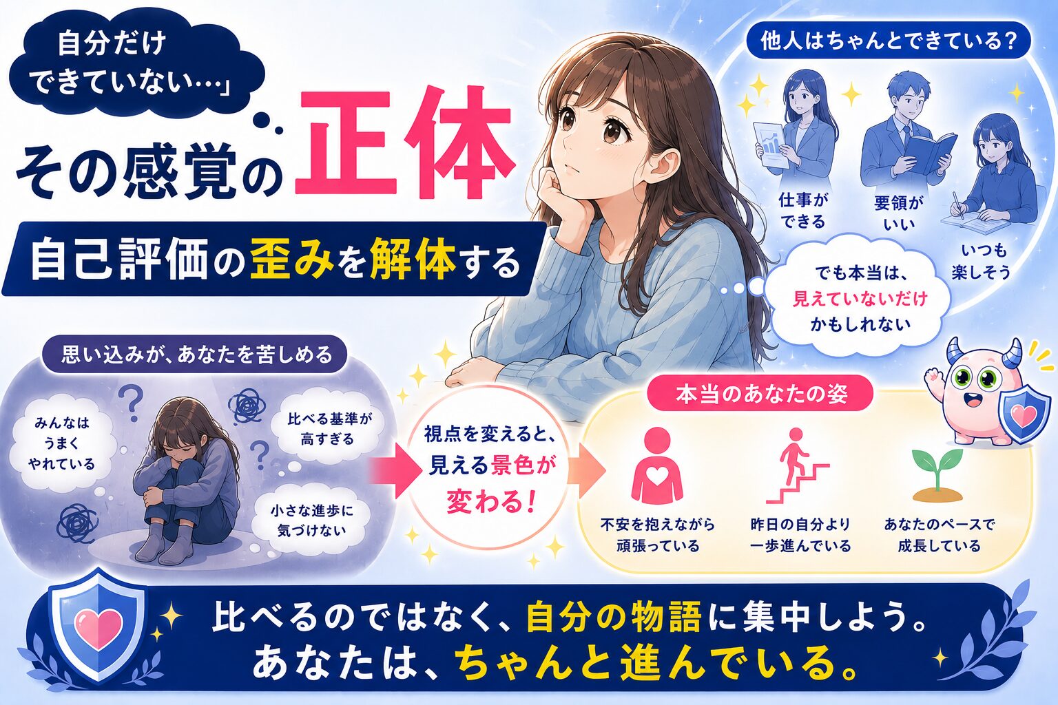 「自分だけできていない」という感覚の正体｜自己評価の歪みを解体する
