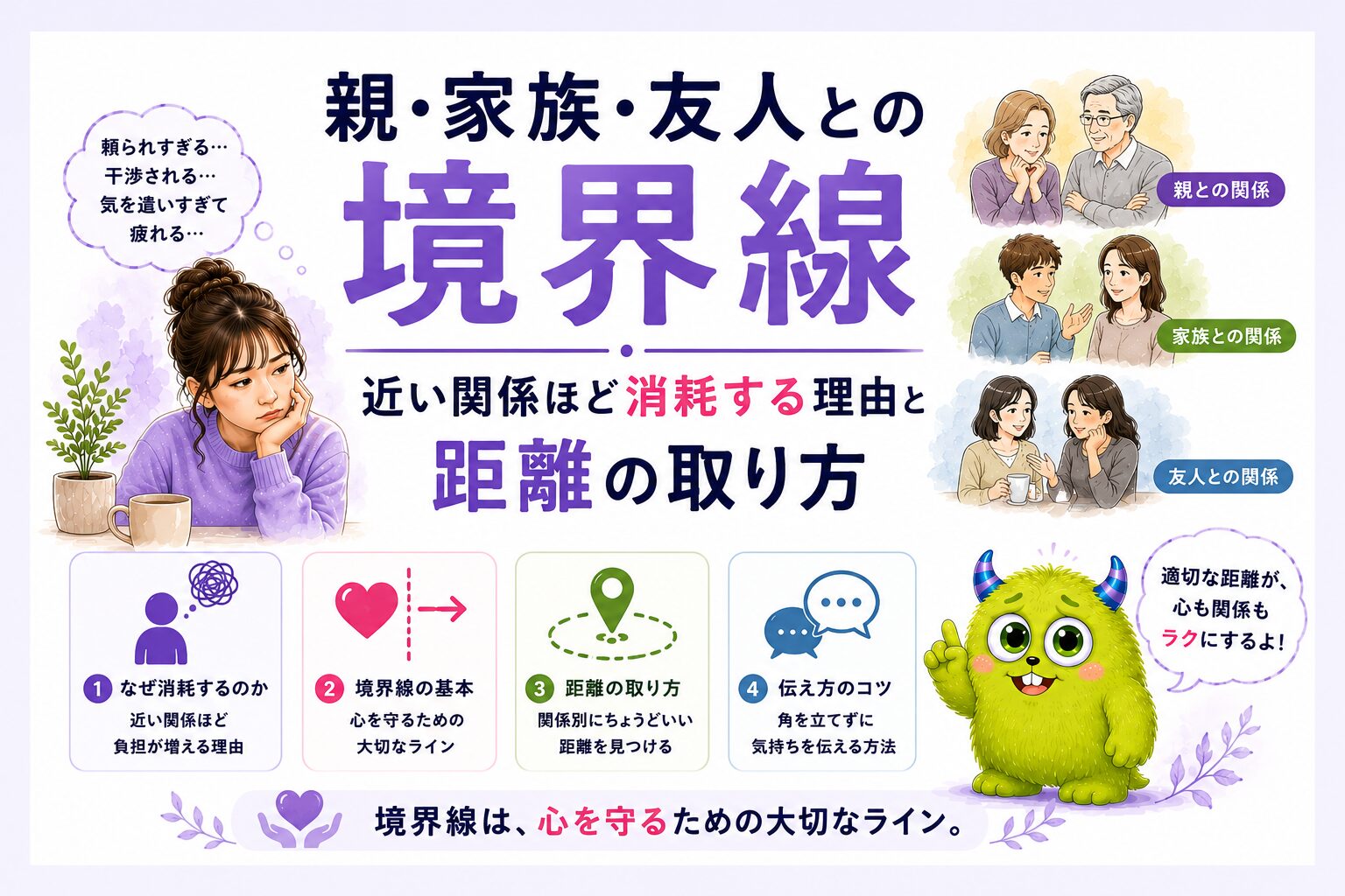 親・家族・友人との境界線｜近い関係ほど消耗する理由と距離の取り方