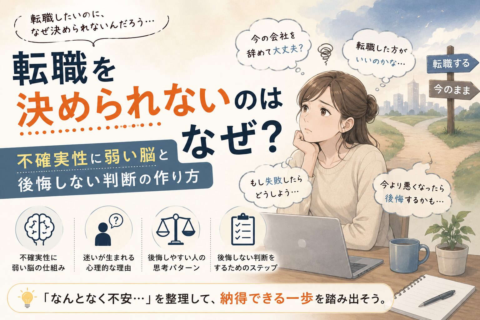 転職を決められないのはなぜ？｜不確実性に弱い脳と後悔しない判断の作り方