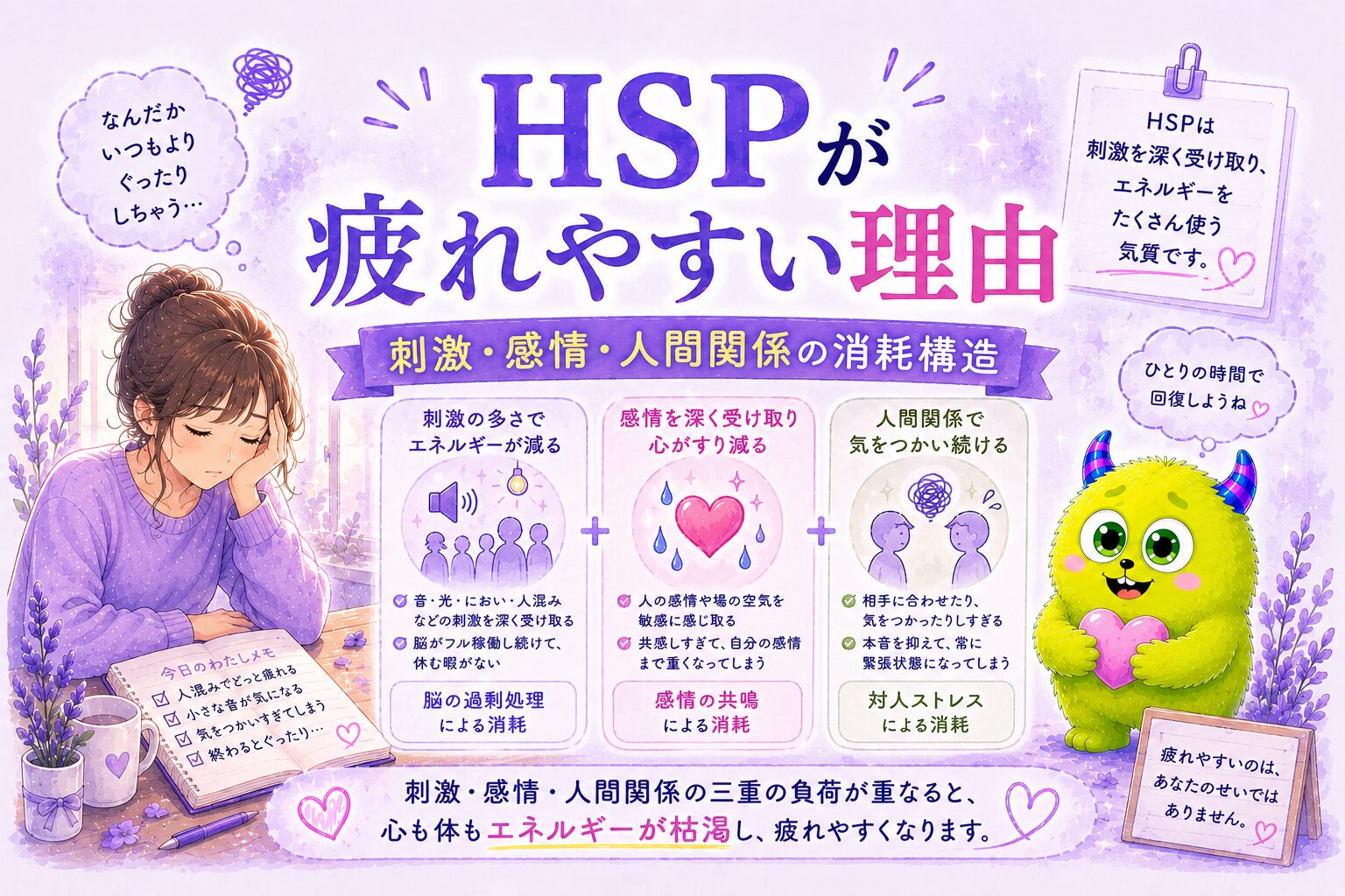 HSPが疲れやすい理由｜刺激・感情・人間関係の消耗構造