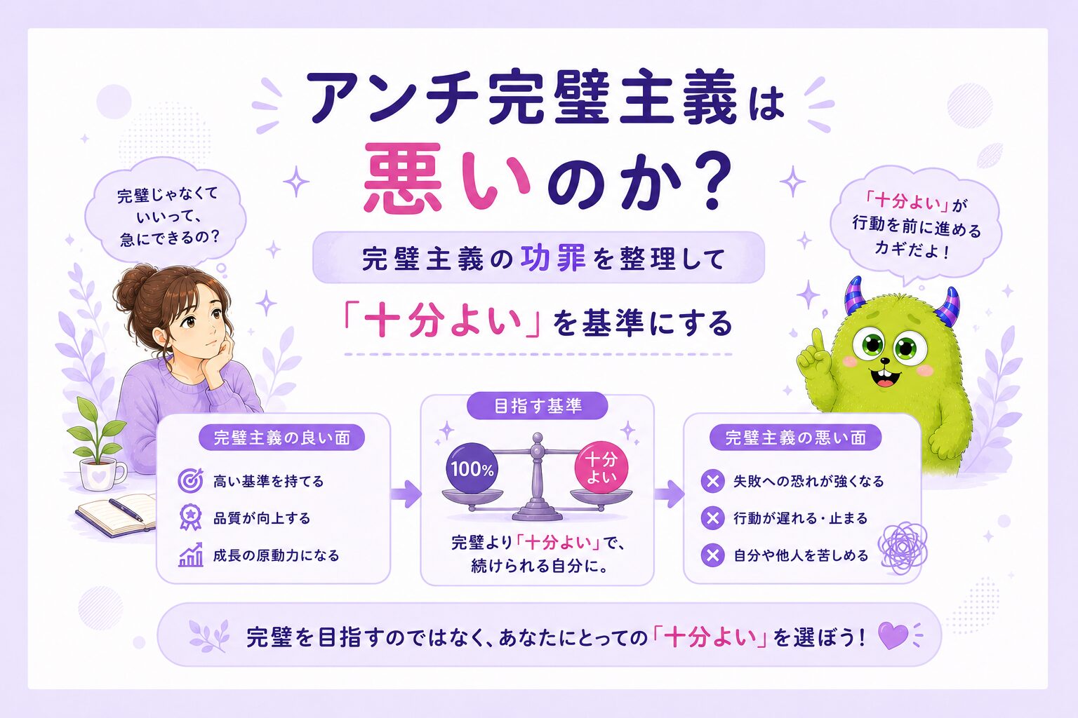 アンチ完璧主義は悪いのか｜完璧主義の功罪を整理して「十分よい」を基準にする