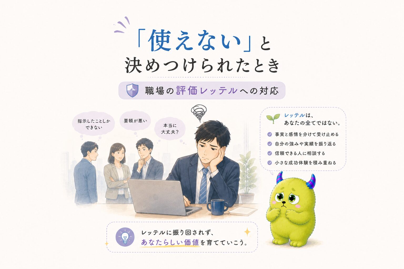 「使えない」と決めつけられたとき｜職場の評価レッテルへの対応