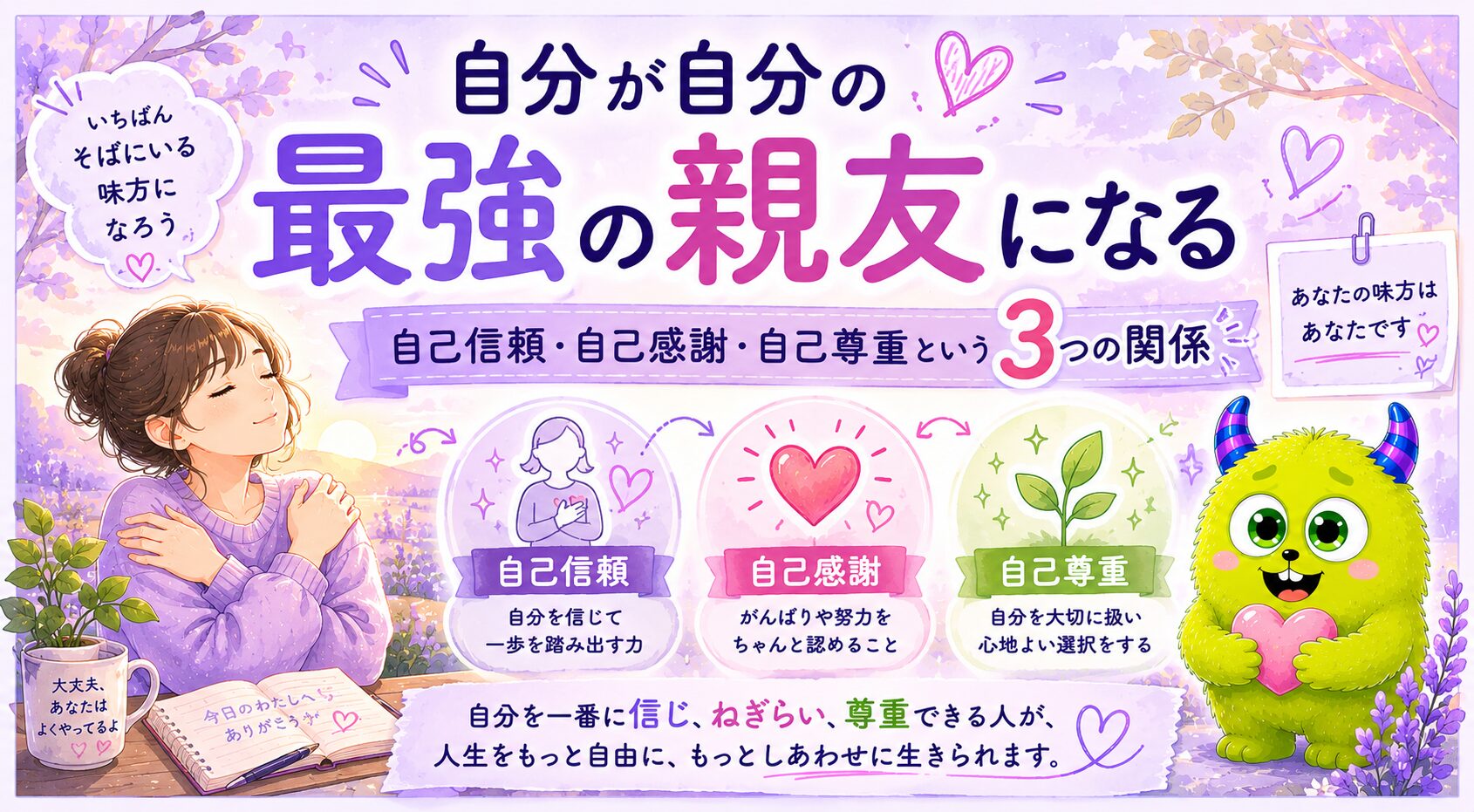 自分が自分の最強の親友になる｜自己信頼・自己感謝・自己尊重という3つの関係
